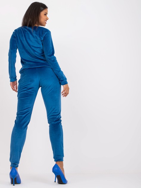Niebieski komplet welurowy ze spodniami Clarisa RUE PARIS
                             zdj. 
                            2