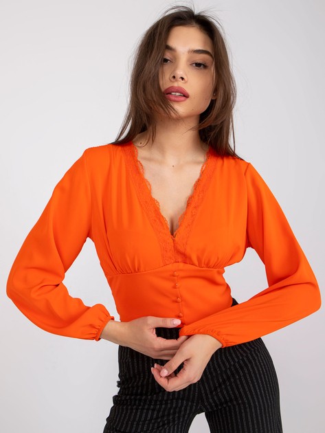 Pomarańczowa bluzka z luźnymi rękawami Agathe 
                             zdj. 
                            2