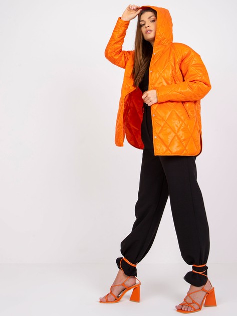 Pomarańczowa kurtka damska z kapturem Eleanor RUE PARIS 
                             zdj. 
                            2