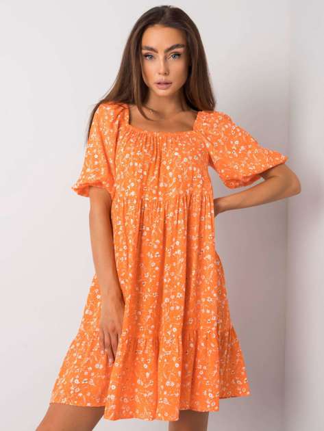 Pomarańczowa sukienka z wiskozy Dianey RUE PARIS