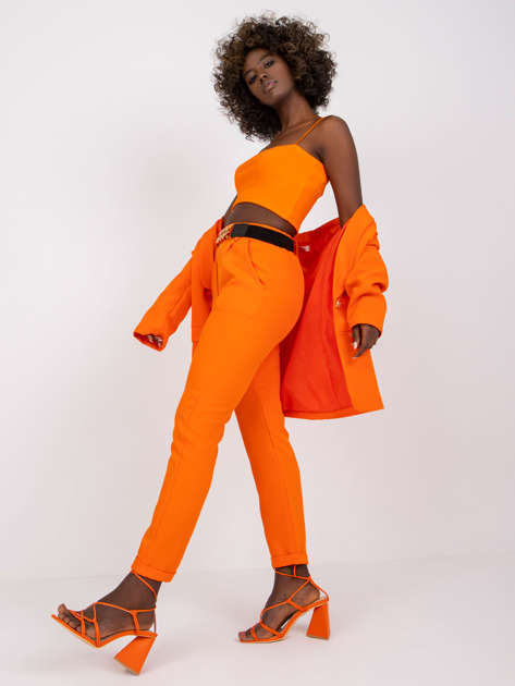 Pomarańczowe spodnie materiałowe z paskiem Sewilla 
                             zdj. 
                            2