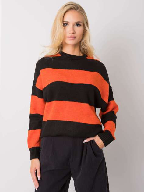 Pomarańczowo-czarny sweter w paski Nine 
                             zdj. 
                            2