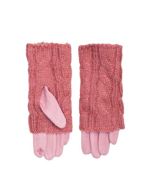 Różowe rękawiczki podwójne na zimę
                             zdj. 
                            2