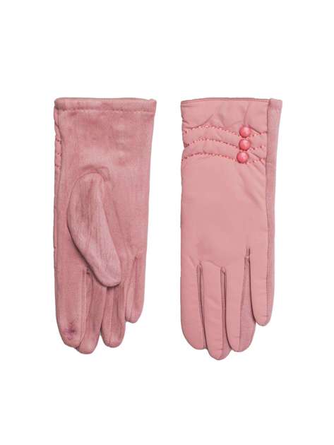 Różowe rękawiczki zimowe z guzikami
                             zdj. 
                            2