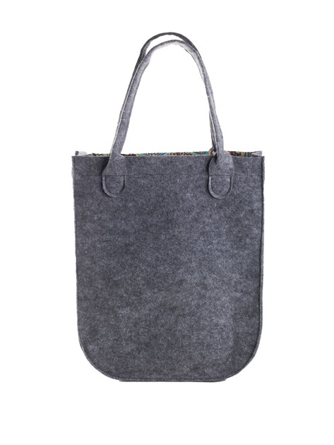 Szaro-jasnoniebieska torba filcowa z kolorowym wzorem
                             zdj. 
                            2