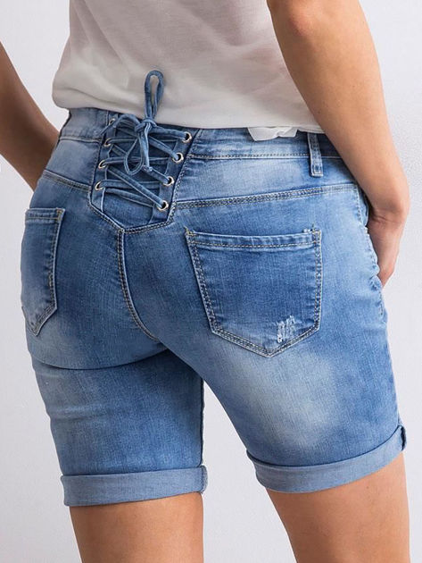 Szorty jeansowe ze sznurowaniem niebieskie