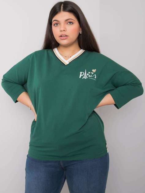 Zielona bawełniana bluzka plus size Alida