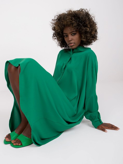 Zielona sukienka oversize z długim rękawem Geldria
                             zdj. 
                            1