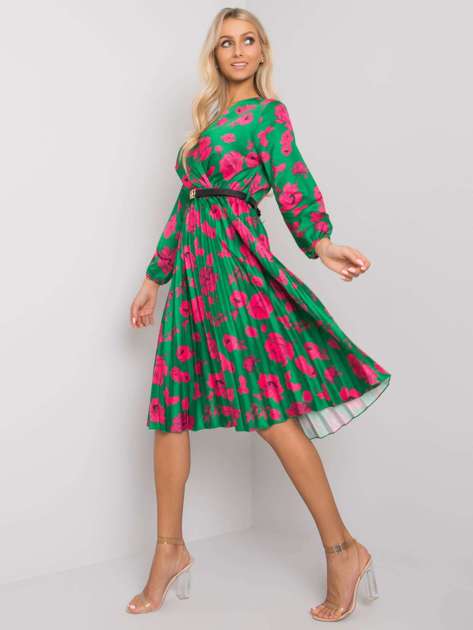 Zielono-różowa wzorzysta sukienka plisowana Oviedo
                             zdj. 
                            1
