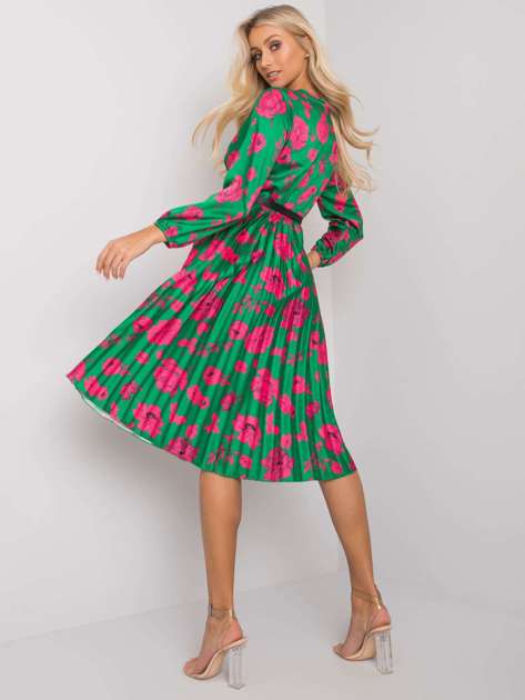Zielono-różowa wzorzysta sukienka plisowana Oviedo
                             zdj. 
                            2