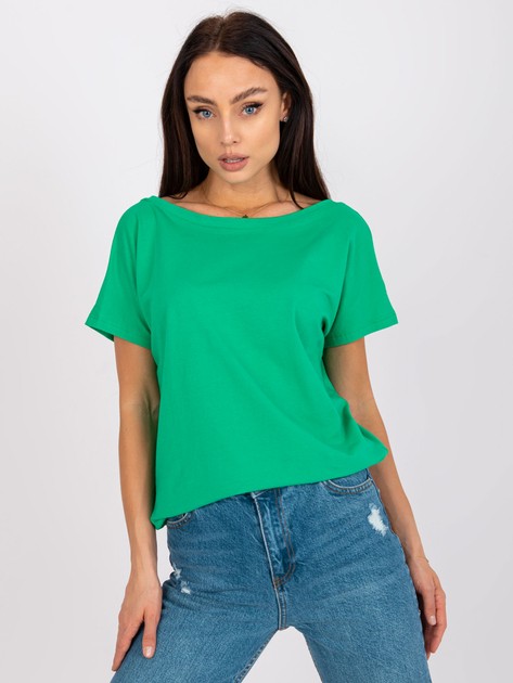 Zielony t-shirt basic z bawełny Fire 
                             zdj. 
                            2