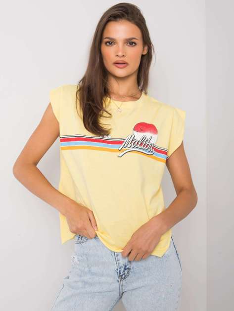 Żółty t-shirt z nadrukiem Malibu