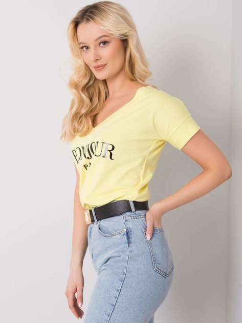 Żółty t-shirt z napisem Emille
                             zdj. 
                            2