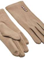 Beżowe rękawiczki z guzikami
                                 zdj. 
                                2