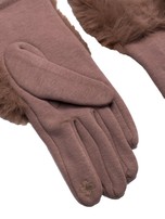 Beżowe rękawiczki zimowe z futerkiem
                                 zdj. 
                                3