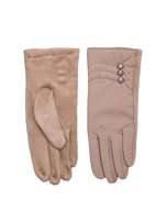 Beżowe rękawiczki zimowe z guzikami
                                 zdj. 
                                2