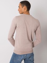 Beżowy melanżowy sweter męski z okrągłym dekoltem Duke LIWALI
                                 zdj. 
                                2