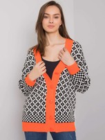 Biało-pomarańczowy sweter rozpinany we wzory Guarda RUE PARIS