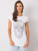 Biały t-shirt z aplikacją Skull
                                 zdj. 
                                2