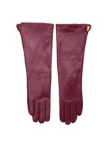 Bordowe długie rękawiczki ze skóry ekologicznej
                                 zdj. 
                                3