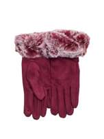 Bordowe rękawiczki zimowe z futerkiem
                                 zdj. 
                                1