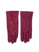 Bordowe rękawiczki zimowe z guzikami
                                 zdj. 
                                2