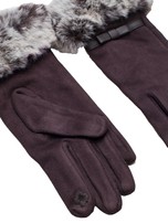Brązowe rękawiczki zimowe z futerkiem
                                 zdj. 
                                3