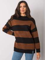 Brązowo-czarny sweter w paski Nine 