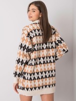 Camelowo-kremowy sweter rozpinany we wzory Salina
                                 zdj. 
                                2