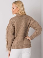 Ciemnobeżowy sweter z frędzlami Caitri RUE PARIS
                                 zdj. 
                                2