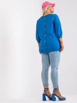 Ciemnoniebieska bluzka plus size z guzikami na plecach Odile   
                                 zdj. 
                                3