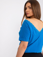 Ciemnoniebieska bluzka z dekoltem na plecach Salma RUE PARIS
                                 zdj. 
                                3