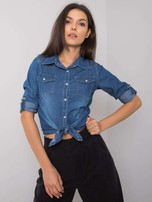 Ciemnoniebieska damska koszula jeansowa Durham RUE PARIS
                                 zdj. 
                                4