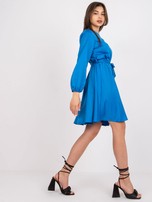 Ciemnoniebieska gładka mini sukienka Clarison 
                                 zdj. 
                                4