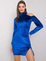 Ciemnoniebieska sukienka welurowa mini Bellah RUE PARIS
                                 zdj. 
                                2