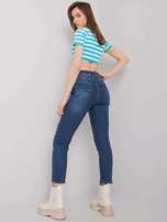 Ciemnoniebieskie damskie spodnie jeansowe z przetarciami Andalusia
                                 zdj. 
                                3