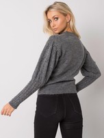 Ciemnoszary sweter z ozdobnymi rękawami Salamanca RUE PARIS
                                 zdj. 
                                4