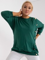Ciemnozielona bluzka plus size z ozdobnymi guzikami Brigitte 
                                 zdj. 
                                6