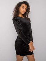 Czarna sukienka welurowa z długim rękawem Ellara RUE PARIS