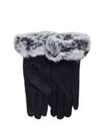 Czarne rękawiczki zimowe z futerkiem
                                 zdj. 
                                1