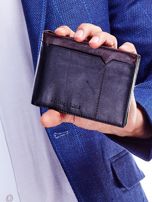 Czarno-brązowy skórzany portfel męski