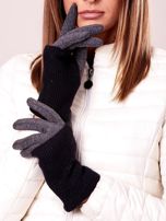 Czarno-grafitowe rękawiczki z ociepleniem i wełną
                                 zdj. 
                                1