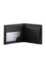 Czarny portfel męski ze skóry naturalnej z niebieskim przeszyciem
                                 zdj. 
                                3