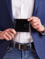 Czarny skórzany portfel dla mężczyzny zapinany