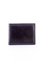 Czarny skórzany portfel męski z eleganckim niebieskim obszyciem