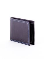 Czarny skórzany portfel męski z eleganckim niebieskim obszyciem
                                 zdj. 
                                3