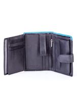 Czarny skórzany portfel z niebieską wstawką
                                 zdj. 
                                6