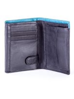 Czarny skórzany portfel z niebieską wstawką
                                 zdj. 
                                4