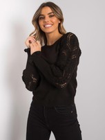 Czarny sweter z ażurowymi rękawami Tendering RUE PARIS
                                 zdj. 
                                4