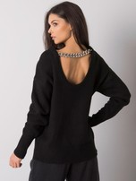 Czarny sweter z łańcuszkiem Vermillion RUE PARIS
                                 zdj. 
                                1